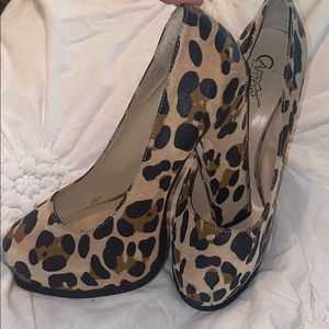 Leopard platform heels